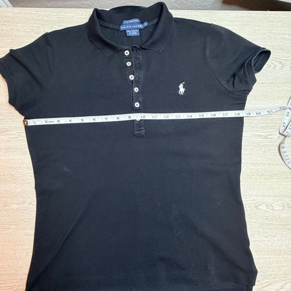 Lauren Ralph Lauren L Skinny Polo Women's Black with White Embroidered Polo - Picture 8 of 11